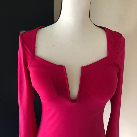 SQUARE NECK LONG SLEEVE MIDI DRESS - Picture 5 of 7